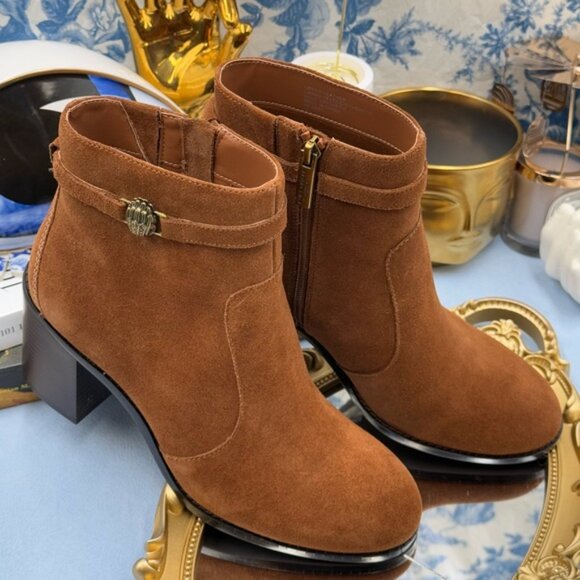 🆕 KURT GEIGER LONDON 🧿 NIB Shoreditch Block Ankle Boot, Tan Suede Sz39 US 8.5 - Picture 5 of 16